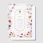 ロマンチックなシーサイド春結婚ブロッサム ベラム紙招待状 (オフセット)