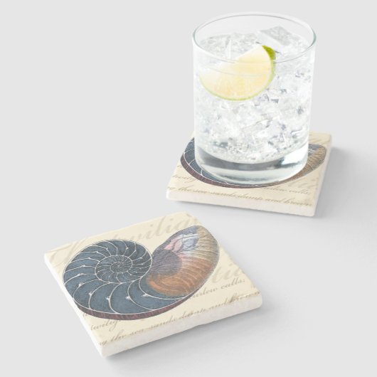 ロマンチックなシーシェル ストーンコースター (横)