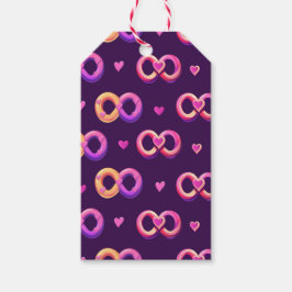 ロマンチックなシームレスなパターンとハート結婚と ギフトタグ