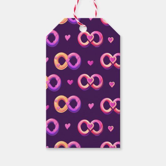 ロマンチックなシームレスなパターンとハート結婚と ギフトタグ (正面)