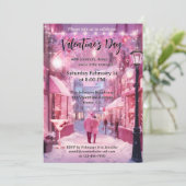 ロマンチックなスイートピンクかわいいバレンタインデー 招待状 (スタンド正面)