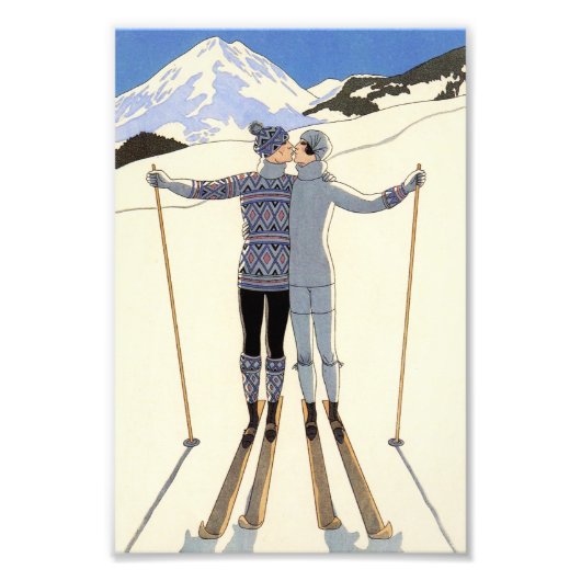 ロマンチックなスキーカップル フォトプリント            (正面)