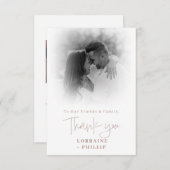 ロマンチックなスクリプトのカラー写真のグラデーシ結婚ョン サンキューカード (正面/裏面)