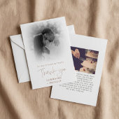 ロマンチックなスクリプトのカラー写真のグラデーシ結婚ョン サンキューカード