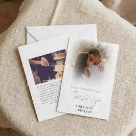 ロマンチックなスクリプトのフォトグラデーショ結婚ン効果 サンキューカード