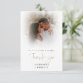 ロマンチックなスクリプトのフォトグラデーショ結婚ン効果 サンキューカード (スタンド正面)