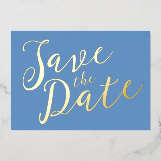ロマンチックなスクリプトウェディング日付はがきを保存 箔招待状 (正面)