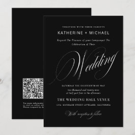 ロマンチックなスクリプトカリグラフィー シンプル＆おしゃれなウェディング 招待状