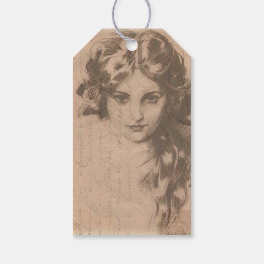 ロマンチックなスクリプトジャーナルラベル ギフトタグ (裏面)