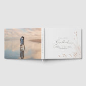 ロマンチックなスクリプトフォト赤面ウォーター結婚カラー ゲストブック (全面)