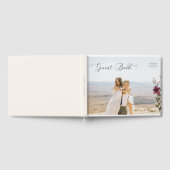 ロマンチックなスクリプトフォト&ワイルドフラワーアイボリー結婚ズ ゲストブック (全面)