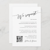 ロマンチックなスクリプトブラック&ホワイトウェディングレセプション 招待状 (正面/裏面)