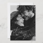 ロマンチックなスクリプト写真の保存の日付招待状 (裏面)