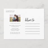 ロマンチックなスクリプト写真コラージュ日付の保存 案内ポストカード (裏面)