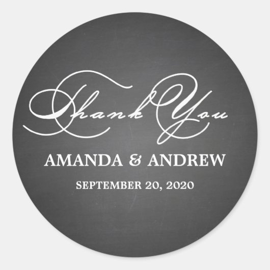 ロマンチックなスクリプト感謝の結婚式の引き出物ラベル ラウンドシール (正面)