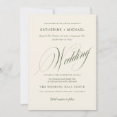 ロマンチックなスクリプト書道&詳細QRcode 結婚's 招待状 (正面)