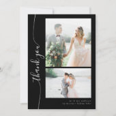 ロマンチックなスクリプト結婚複数写真 サンキューカード (正面)