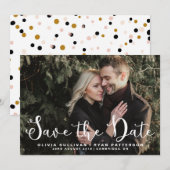 ロマンチックなスクリプト | フォト セーブ・ザ・デート アナウンスメント (正面/裏面)