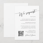 ロマンチックなスクリプト ブラック＆ホワイト ウェディング レセプション 招待状 (正面/裏面)