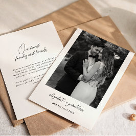 ロマンチックなスクリプ結婚トのミニマルサンキューカード サンキューカード