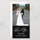 ロマンチックなスクリプ結婚トBLACK's THANK YOU PHOTO CARD サンキューカード (正面/裏面)