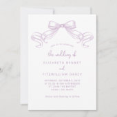 ロマンチックなスケッチされたリボン | ライラックのウェディング オブ 招待状 (正面)