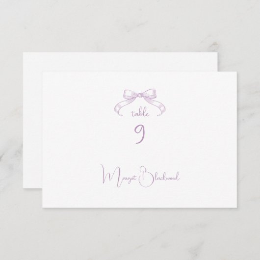 ロマンチックなスケッチボウ薄紫ゲスト名座席表 (正面/裏面)