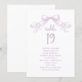 ロマンチックなスケッチ弓 | 薄紫シーティングチャートカード