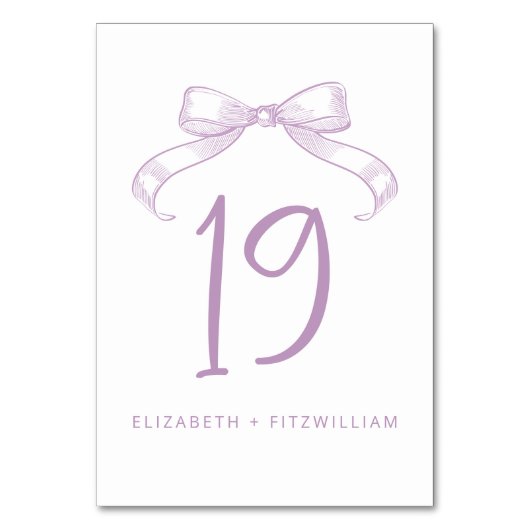 ロマンチックなスケッチ弓 | 薄紫テーブル番号カード テーブルナンバー (裏面)