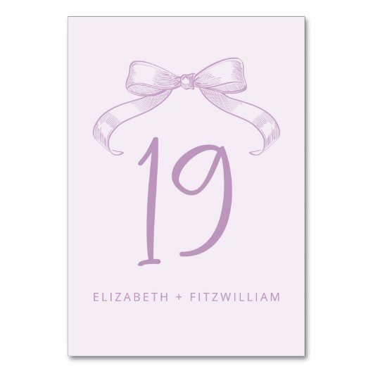 ロマンチックなスケッチ弓 | 薄紫テーブル番号カード テーブルナンバー (裏面)