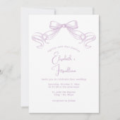 ロマンチックなスケッチ弓 | 薄紫フロント+バック結婚ズ 招待状 (正面)