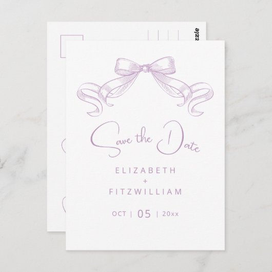 ロマンチックなスケッチ弓 | 薄紫保存 ポストカード (正面/裏面)