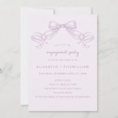 ロマンチックなスケッチ弓 | 薄紫婚約パーティ 招待状 (正面)