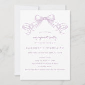 ロマンチックなスケッチ弓 | 薄紫婚約パーティ 招待状 (正面)