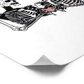 ロマンチックなスケルトンのカップル – ハート手とゴシック ポスター (角)