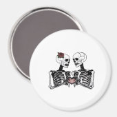 ロマンチックなスケルトンのカップル – ハート手とゴシック マグネット (正面/裏面)