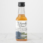 ロマンチックなスチールブルー結婚バラズサンキューミニ リキュールボトルラベル (正面)