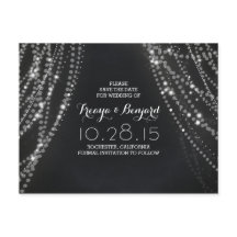 ロマンチックなストリングライトチョークボード日付を保存