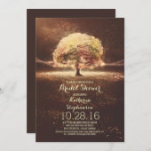 ロマンチックなストリングライトツリー秋ブライダルシャワー 招待状 (正面/裏面)