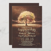 ロマンチックなストリングライトツリー秋婚約パーティ 招待状 (正面/裏面)