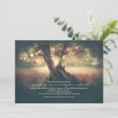 ロマンチックなストリングライトツリー – 彫刻されたハート結婚の 招待状 (スタンド正面)