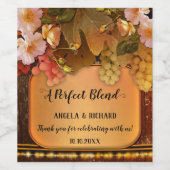 ロマンチックなストリングライトブドウとバラワインラベル ワインラベル (シングルラベル)