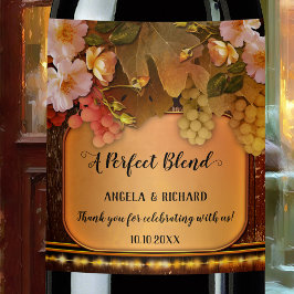 ロマンチックなストリングライトブドウとバラワインラベル ワインラベル