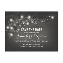 ロマンチックなストリングライトブラック&ホワイト日付を保存