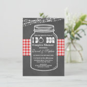 ロマンチックなストリングライト私はBBQメイソンジャー招待状 招待状 (スタンド正面)