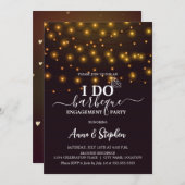 ロマンチックなストリングライトI do BBQ婚約パーティ 招待状 (正面/裏面)