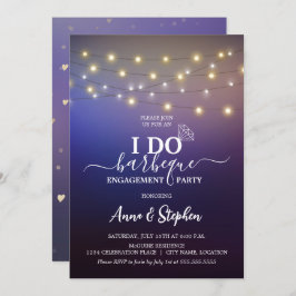 ロマンチックなストリングライトI do BBQ婚約パーティ 招待状