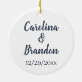ロマンチックなスナグルバニーラブブルームーンパーソナライズ セラミックオーナメント (裏面)