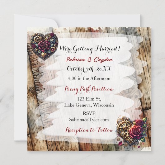 ロマンチックなスパーソナライズされたテ結婚ームパンク 招待状 (裏面)