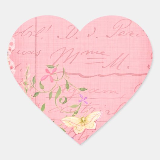 ロマンチックなスプリングタイムヴィンテージピンク ハートシール (正面)